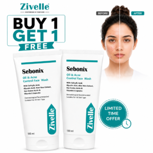 ZIVELLE Sebonix Oil & Acne Control Face Wash Combo Pack | Buy 1 Get 1 Free | 1% Salicylic Acid & 1.5% Glycolic Acid | For Men & Women | 2 x 100ml